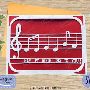Tarjeta de cumpleaños, Tarjeta svg, Música svg, Tarjeta de música, Diseño R20, Plantilla de tarjeta de inserción, Cricut SVG, Tarjeta SVG, Cricut 2x2, Tarjeta de inserción, Tarjeta Cricut