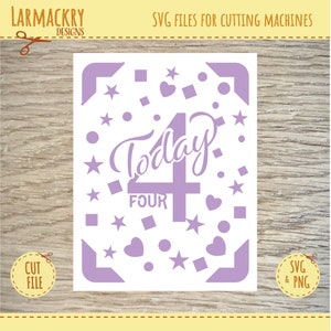 Cuarto cumpleaños - 4to cumpleaños - 4ta tarjeta de cumpleaños - Tarjeta de cumpleaños SVG - Cricut SVG - Cricut Joy SVG - Descarga instantánea - Tarjeta de cumpleaños