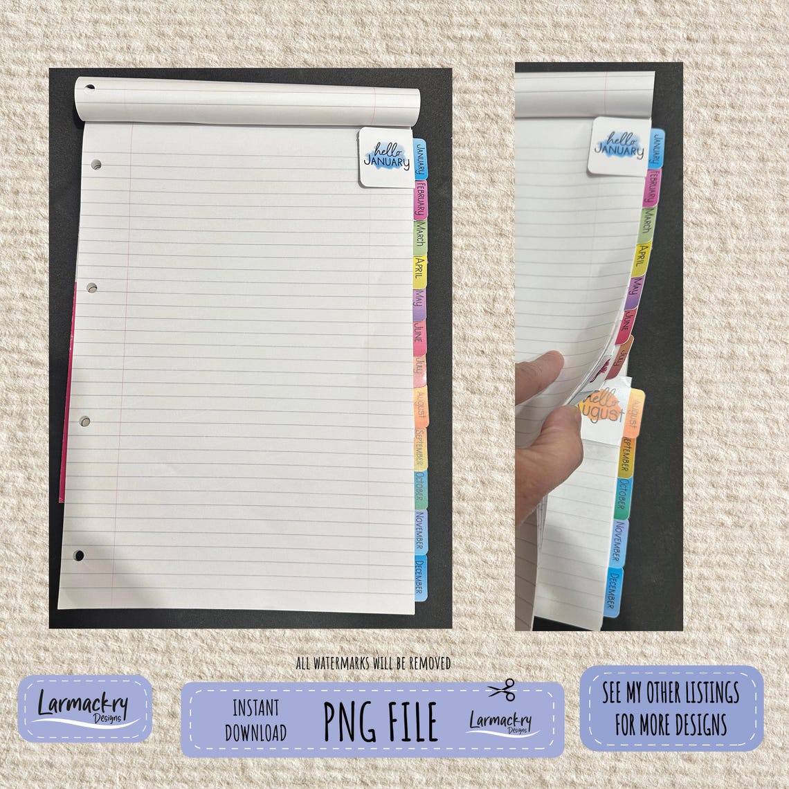 Monthly Tab Magnetic Bookmarks | DIY Printable PNG | Cricut Print & Cut ...