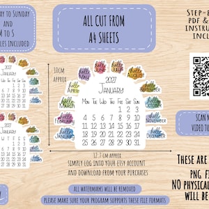 2027 Mini Desktop Calendar SVG, Simple Design, Easy Assembly (Digital Download) image 4