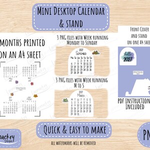 2027 Mini Desktop Calendar SVG, Simple Design, Easy Assembly (Digital Download) image 5