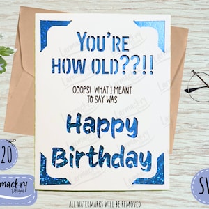 Tarjeta de cumpleaños SVG, Feliz cumpleaños SVG, Tarjeta SVG, Tarjeta de cumpleaños divertida, Svg divertido, Archivos Svg para cortar, Cricut Svg's, Cuántos años