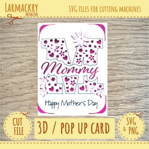 3D Pop up Card - Mothers Day Card - Mothers Day Card SVG - Cricut SVG - Cricut Joy SVG  - Instant Download - Mommy Mothers Day Card