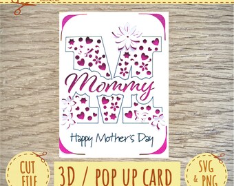 3D Pop up Card - Mothers Day Card - Mothers Day Card SVG - Cricut SVG - Cricut Joy SVG  - Instant Download - Mommy Mothers Day Card