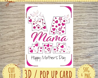3D Pop up Card - Mothers Day Card - Mothers Day Card SVG - Cricut SVG - Cricut Joy SVG  - Instant Download - Mama Mothers Day Card