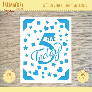 Quinto cumpleaños - 5to cumpleaños - 5ta tarjeta de cumpleaños - Tarjeta de cumpleaños SVG - Cricut SVG - Cricut Joy SVG - Descarga instantánea - Tarjeta de cumpleaños