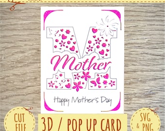 3D Pop up Card - Mothers Day Card - Mothers Day Card SVG - Cricut SVG - Cricut Joy SVG  - Instant Download - Mother Mothers Day Card
