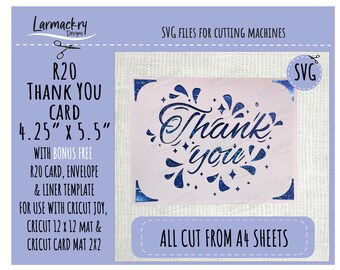 Thank you Card, R20 Card Design, Insert Card Template, Cricut Card SVG, Card SVG, Cricut 2x2, Insert Card
