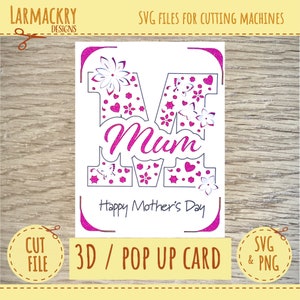 3D Pop up Card - Mothers Day Card - Mothers Day Card SVG - Cricut SVG - Cricut Joy SVG  - Instant Download - Mum Mothers Day Card