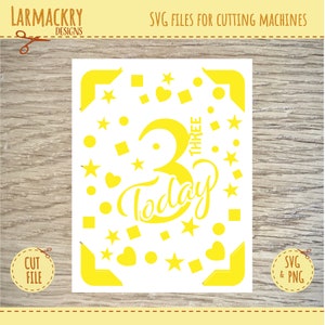 Troisième anniversaire - 3e anniversaire - 3e anniversaire carte - carte d'anniversaire SVG - Cricut SVG - Cricut Joy SVG - téléchargement immédiat - carte d'anniversaire