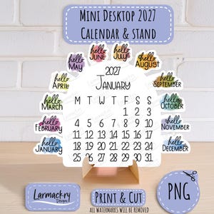 2027 Mini Desktop Calendar SVG, Simple Design, Easy Assembly (Digital Download) image 2