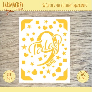 9no cumpleaños - 9na tarjeta de cumpleaños - Tarjeta de cumpleaños SVG - Cricut SVG - Cricut Joy SVG - Descarga instantánea - Tarjeta de cumpleaños