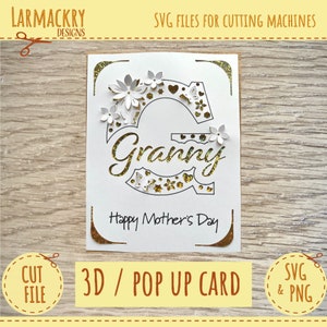 3D Pop up Card - Mothers Day Card - Mothers Day Card SVG - Cricut SVG - Cricut Joy SVG  - Instant Download - Granny Mothers Day Card