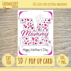 3D Pop up Card - Mothers Day Card - Mothers Day Card SVG - Cricut SVG - Cricut Joy SVG  - Instant Download - Mummy Mothers Day Card