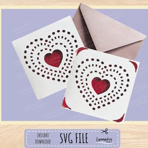 DIY facile à faire main pour la Saint-Valentin, un anniversaire ou une carte de mariage SVG. Design simple et élégant pour Cricut et Silhouette. Téléchargement instantané, taille S40