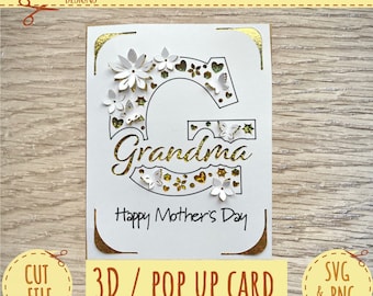 3D Pop up Card - Mothers Day Card - Mothers Day Card SVG - Cricut SVG - Cricut Joy SVG  - Instant Download - Grandma Mothers Day Card