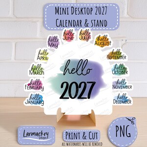 2027 Mini Desktop Calendar SVG, Simple Design, Easy Assembly (Digital Download) image 3