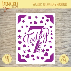 7mo cumpleaños - 7ma tarjeta de cumpleaños - Tarjeta de cumpleaños SVG - Cricut SVG - Cricut Joy SVG - Descarga instantánea - Tarjeta de cumpleaños