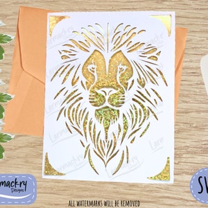 Carte d'anniversaire, conception de cartes R20, modèle de carte d'insertion, carte Cricut SVG, carte SVG, Cricut 2 x 2, carte d'insertion, anniversaire, Lion, carte de voeux