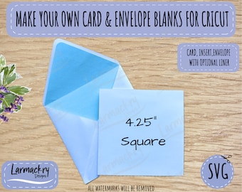 Square Card Blank Templates, 4.25" card size, Insert Card Template, Cricut Card SVG, Card SVG, Make your own cards, cards & envelopes