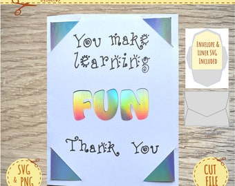 Teeacher Card SVG - Thank you Card SVG - School Day SVG - Svg Files for cutting - Cricut Svg's