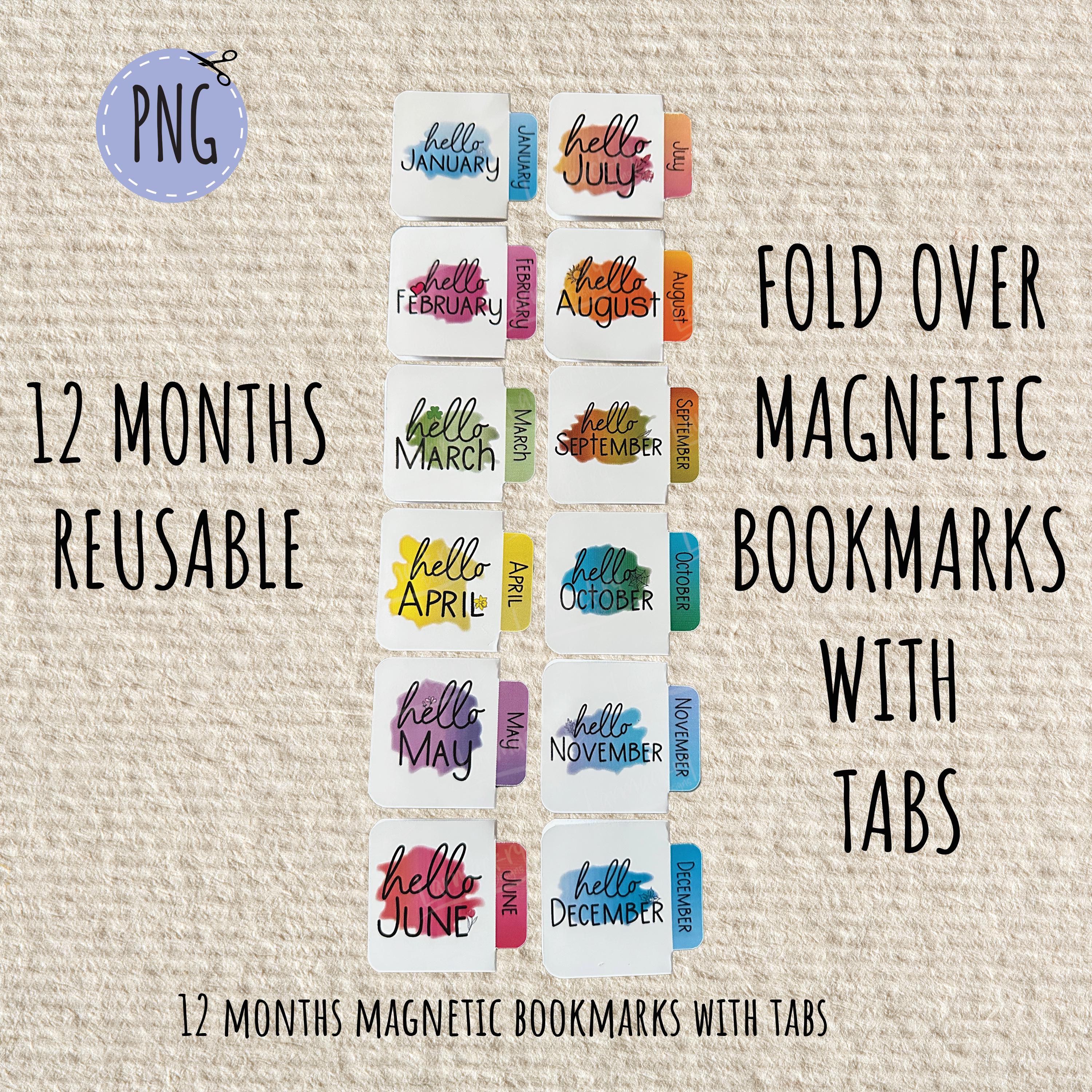 Monthly Tab Magnetic Bookmarks | DIY Printable PNG | Cricut Print & Cut ...
