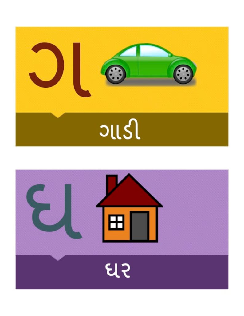 Gujarati Alphabet Cards digital Prints Etsy