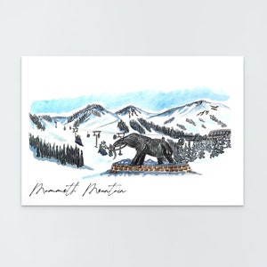 Mammoth Mountain - Watercolor and Ink Print - Ski Resort Art, Mammoth Lakes, California