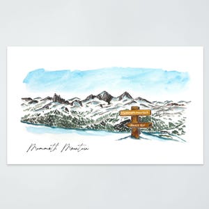 Mammoth Mountain Summit  - Watercolor and Ink Print - Ski Resort Art, Mammoth Lakes, California