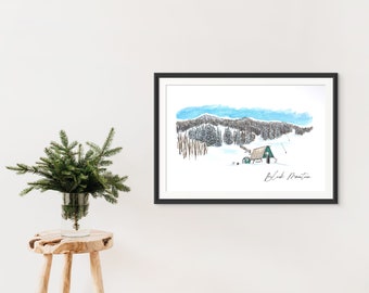 Black Mountain Ski Area Print: Jackson, NH Watercolor Art - Etsy