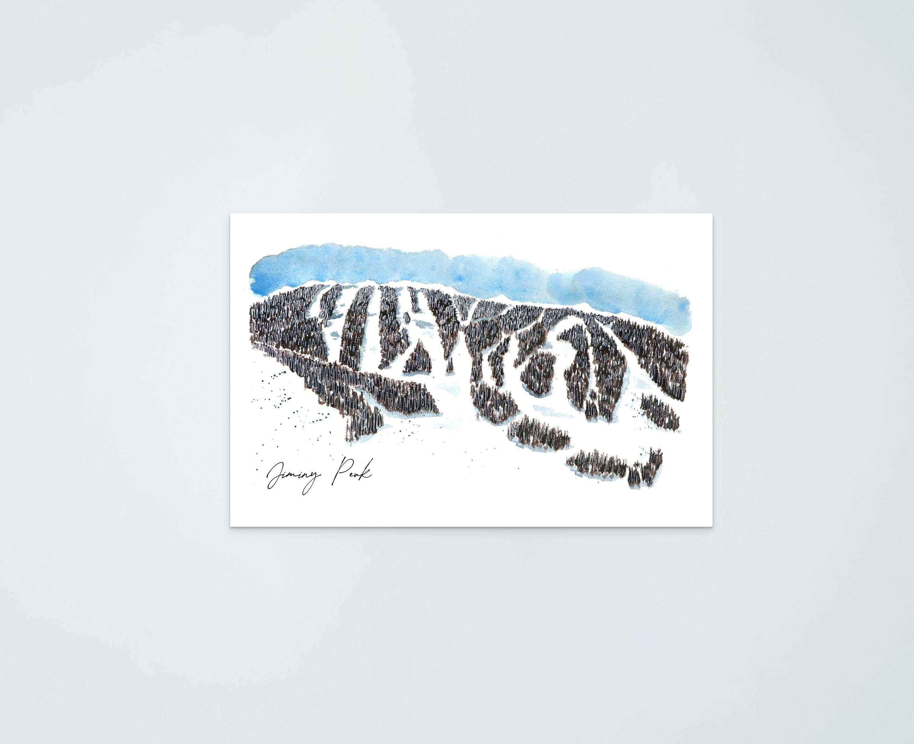 Jiminy Peak Watercolor and Ink Print - Ski Resort Art, Hancock, Massachusetts