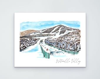 Waterville Valley World Cup Freestyle Ski Resort Print: White Mountains Watercolor Art