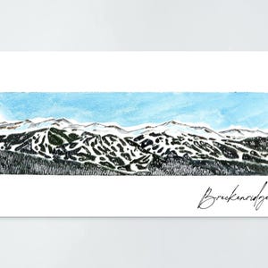 Skiing Breck: Breckenridge Panoramic Watercolor Print, Colorado Ski Resort Art, Skiing Decor, Mountain Wall Art