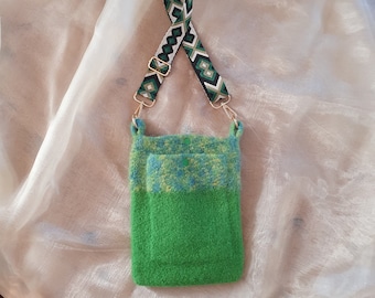 Green bag made of felt wool, shoulder bag, handbag, shoulder bag, gift for Mother's Day, birthday, Easter, for many occasions