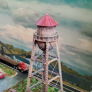 N scale Old water tower 3D printed plastic model 1:160 w/ instructions - Dioramas-Terrain-Model trains-Dollhouse-Landscapes-Miniatures.