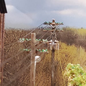 N scale Telephone Pole 3D printed  kit with rigging (set of 6) for your dioramas, terrain, dollhouses, model trains, war gaming, miniatures,