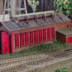 N Scale 3D-printed model kit Single Engine house with instructions unpainted. Perfect for dioramas, dollhouses, & model trains.