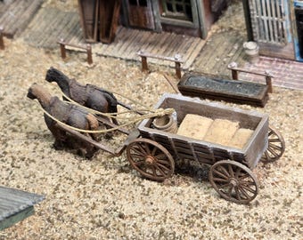N Scale New detailed  Western Horse and Cart – Resin Printed, Fully Assembled, Unpainted – Perfect for Dioramas, Trains, or Dollhouses
