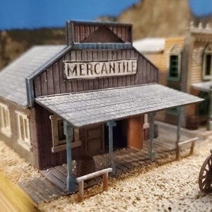 MERCANTILE - 3D printed N scale plastic model Old western Pioneer building Kit- Unpainted building with instructions - Dioramas - Terrain