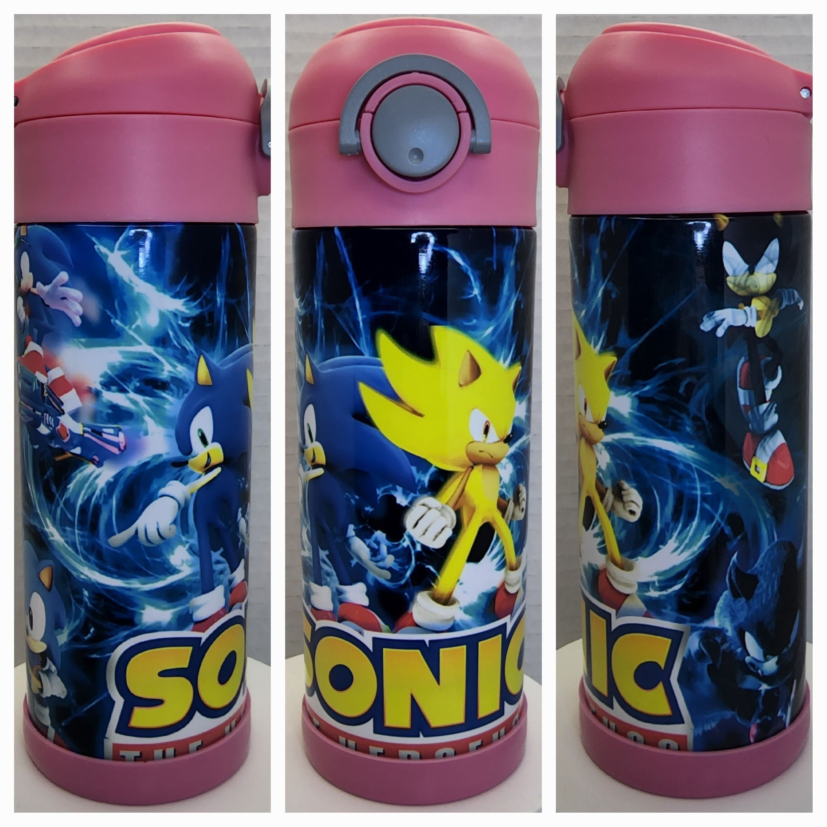 Printed Water Bottle - Black/Sonic the Hedgehog - Kids