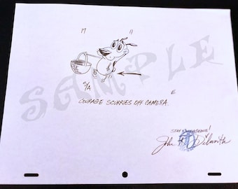 17/11  Autographed and personalized Courage the Cowardly Dog original drawing.