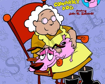 C3.  Autographed and personalized Courage the Cowardly Dog high quality prints.