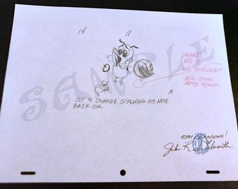 14/11  Autographed and personalized Courage the Cowardly Dog original drawing.