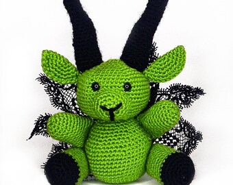 Cabra Verde Tricotada: Decoração Pagã Wicca Assustadora, Colecionável Feito à Mão