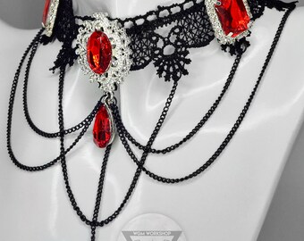 Collana girocollo in velluto con pipistrello gotico - Gioielli