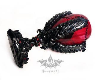 Handmade Vampire Dragon Goblet: Rhinestone & Chain Chalice