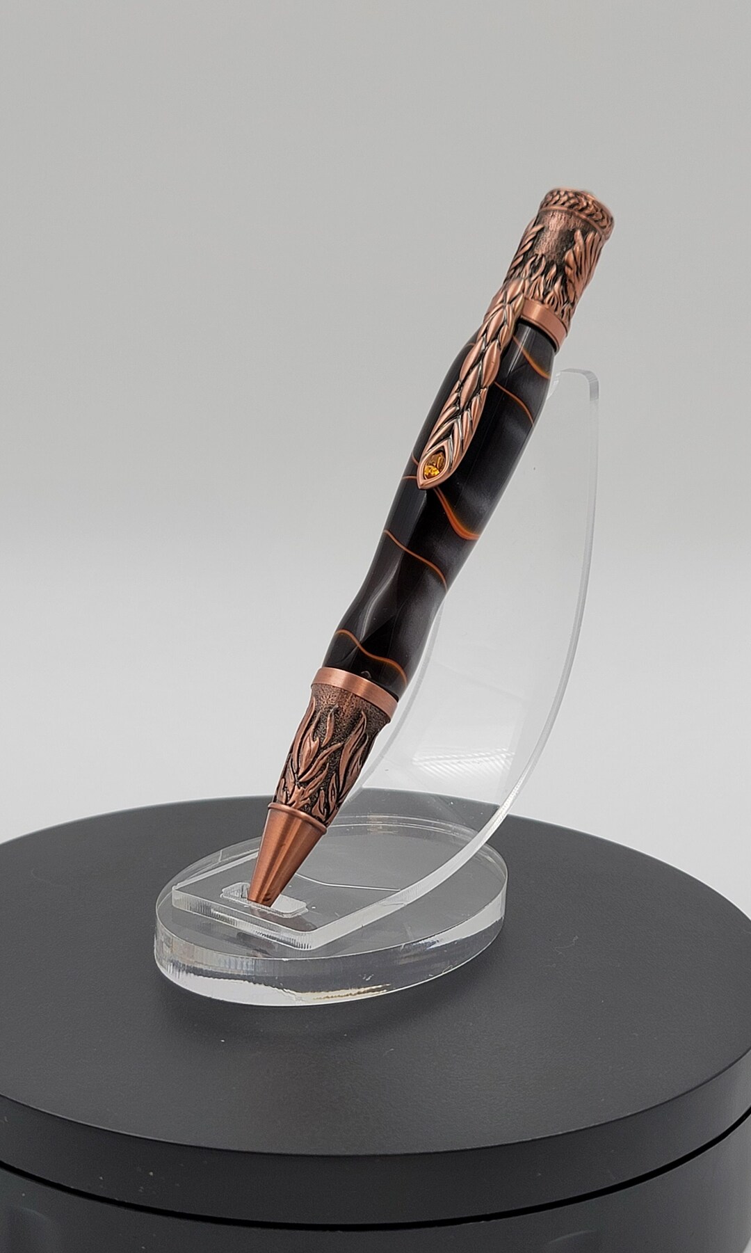 Midnight Embers - Antique Copper Phoenix Rising Twist Pen With Acrylic ...