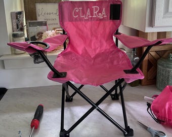 Silla de campamento bordada para niños pequeños - Silla personalizada para niños pequeños azul oscuro