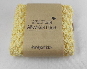 hellgelber Spüllappen waschbar * Spültuch gestrickt * nachhaltige Küche