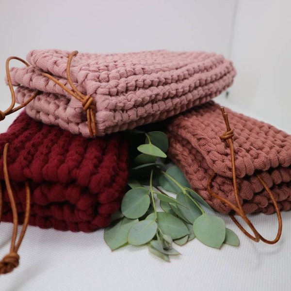 1 Paar rote Topflappen * schöne Küchenutensilien rosa * gestrickter Untersetzer Topf